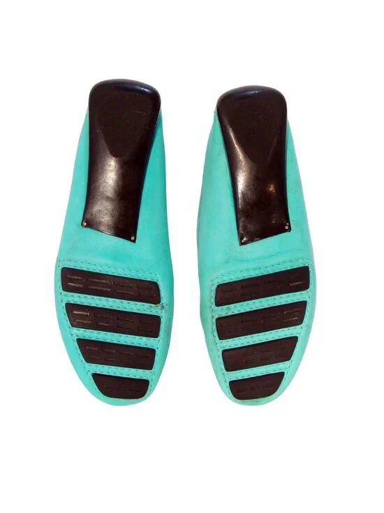 ROBERT ZUR Perlata $325 Aqua True Glove Leather Intrecciato Driving Loafers 7.5 - Picture 6 of 8